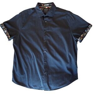 Denim & Flower Ricky Singh Men's XL Short Sleeve Button Up Navy Micro Dot Floral